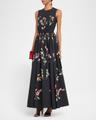 flower-print bow sleeveless midi dress
