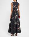 flower-print bow sleeveless midi dress