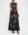 flower-print bow sleeveless midi dress
