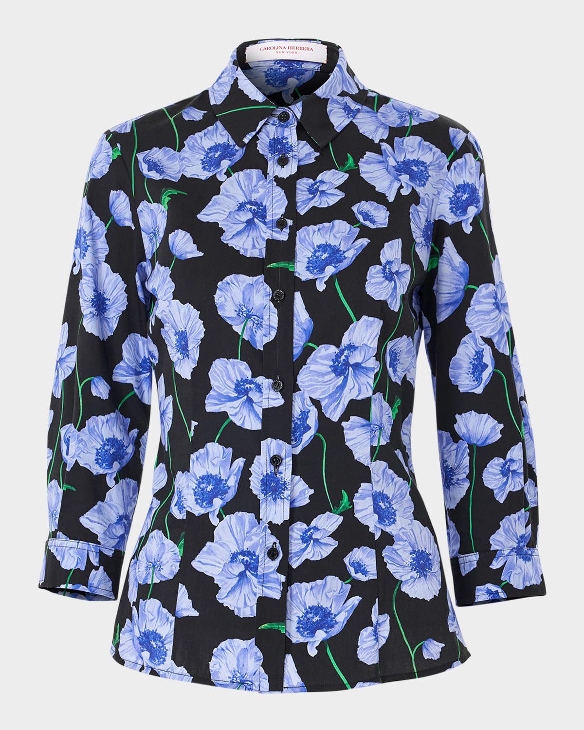 flower-print button-down icon blouse