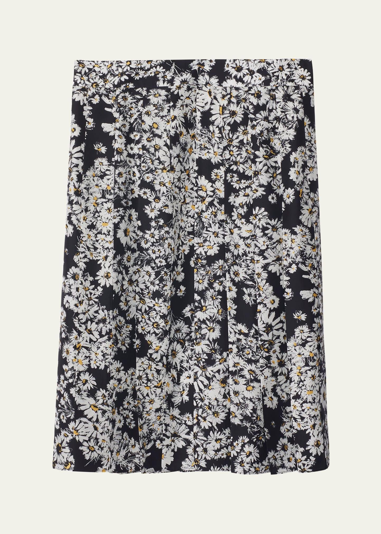 flower print midi silk skirt