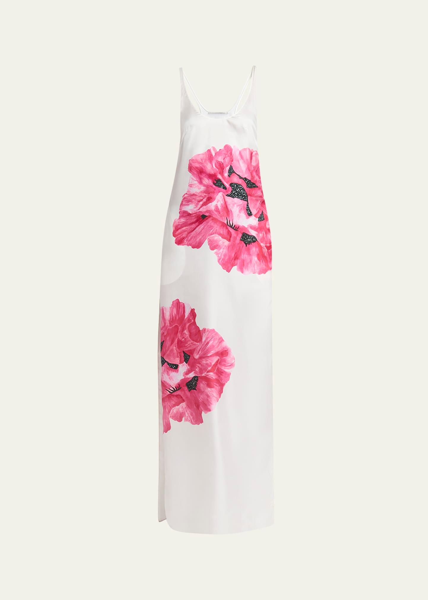 flower print silk tank gown