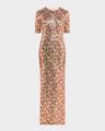 flower sequin short sleeve t-shirt gown