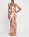 flower sequin short sleeve t-shirt gown