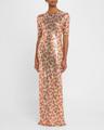 flower sequin short sleeve t-shirt gown