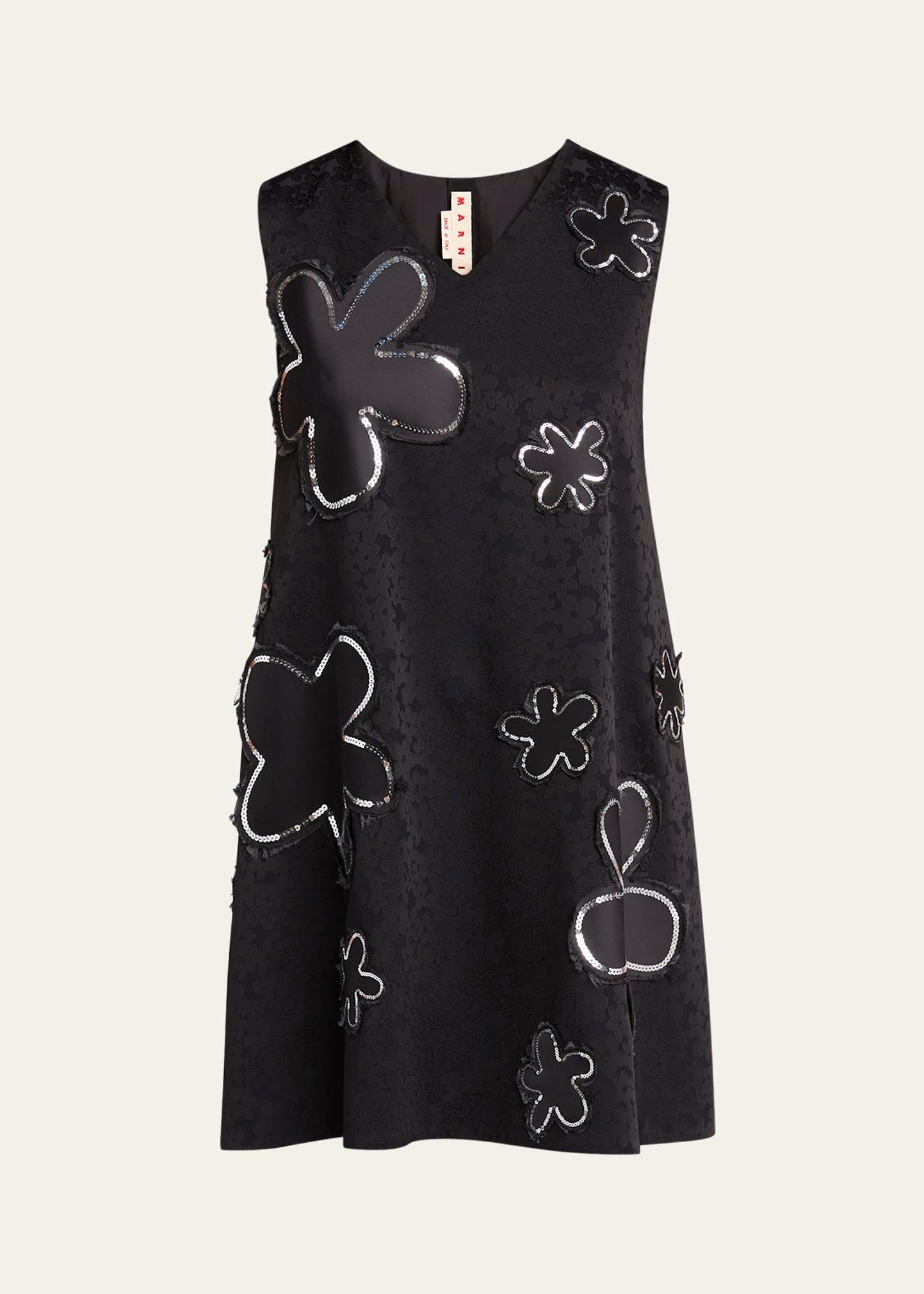flower sequined jacquard mini dress