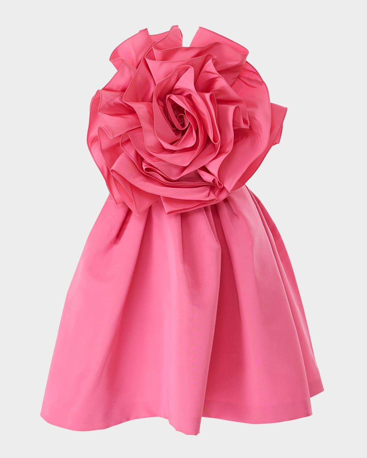flower strapless mini dress