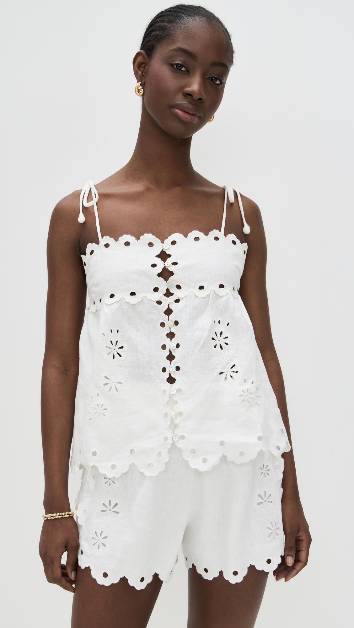 flowers richelieu sleeveless blouse