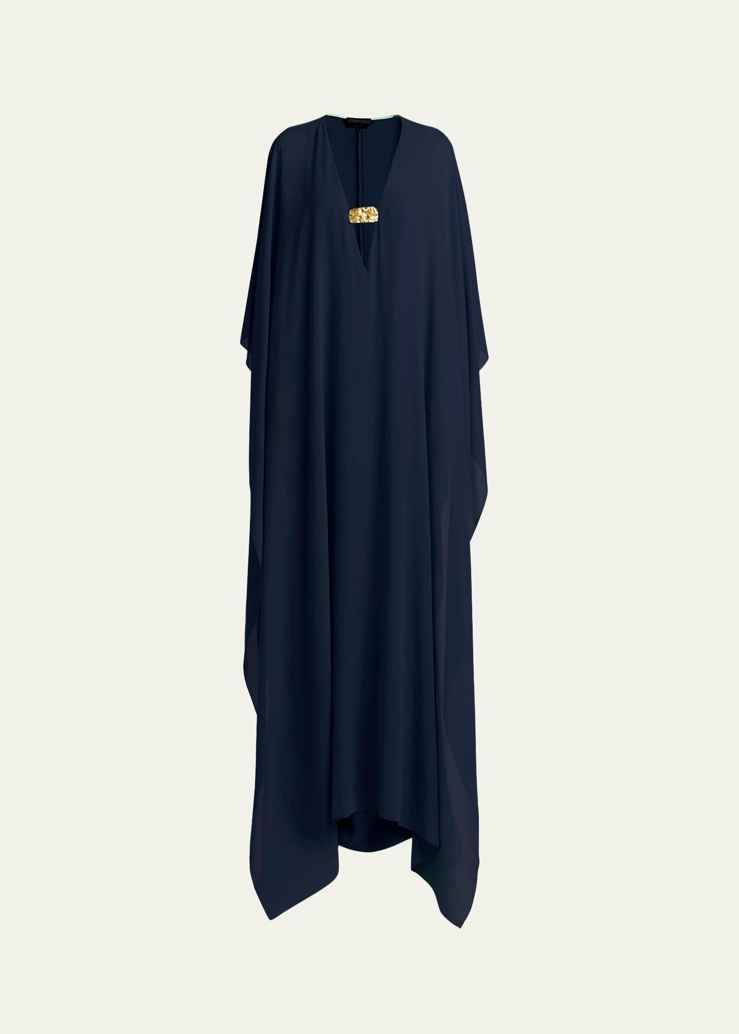 flowy caftan gown with neckline detail