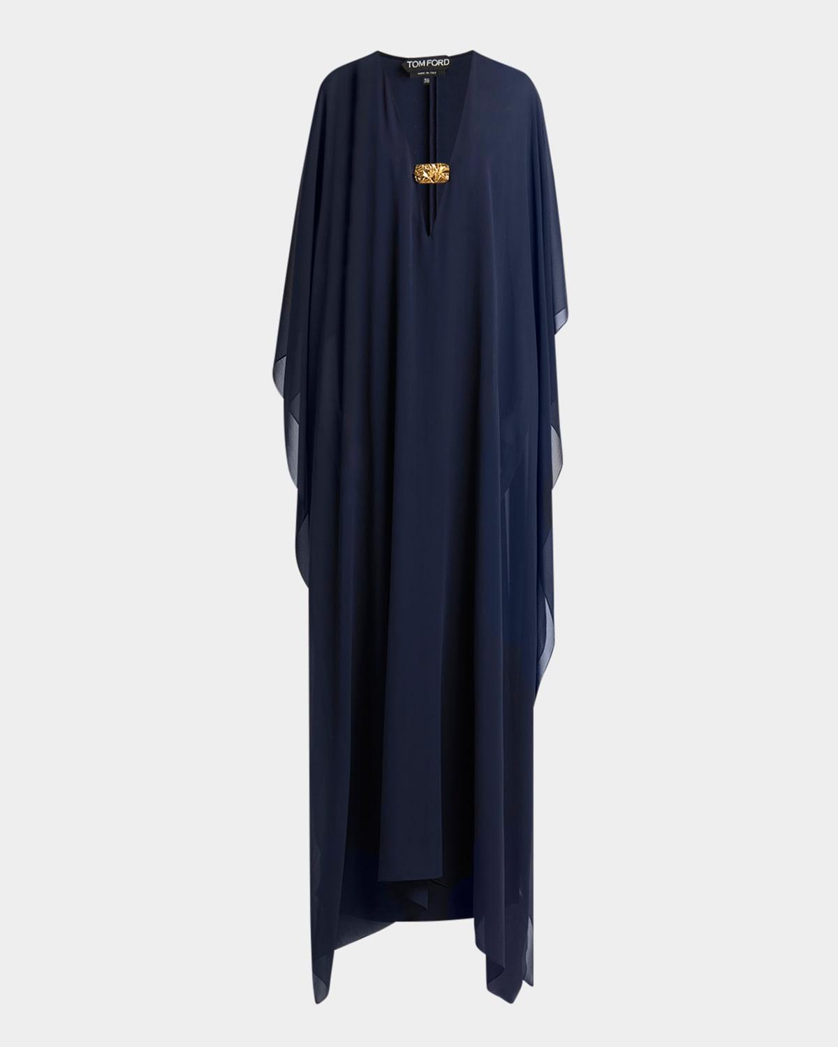 flowy caftan gown with neckline detail