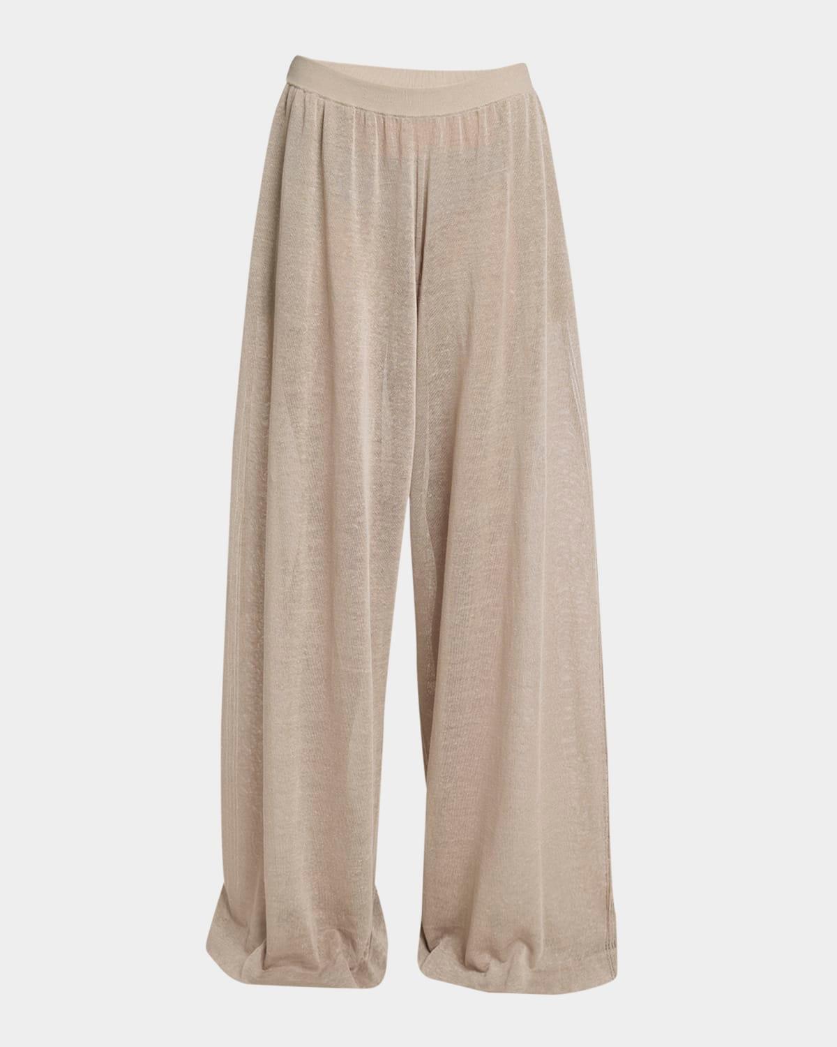 flowy silk linen knit pants