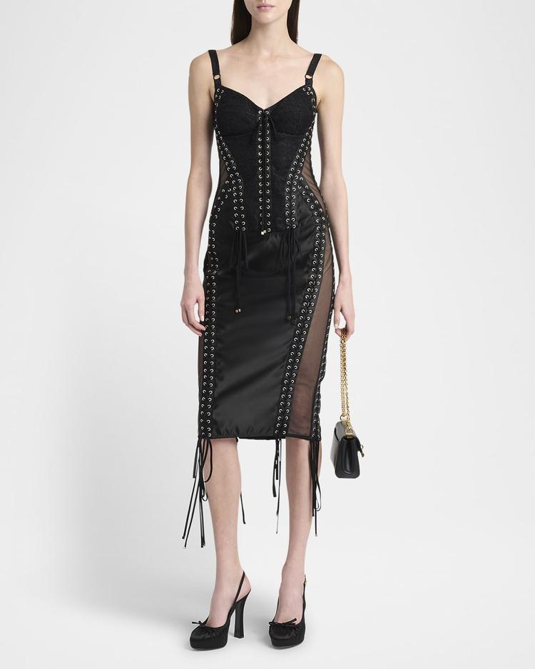 flucq lace-up midi bustier dress