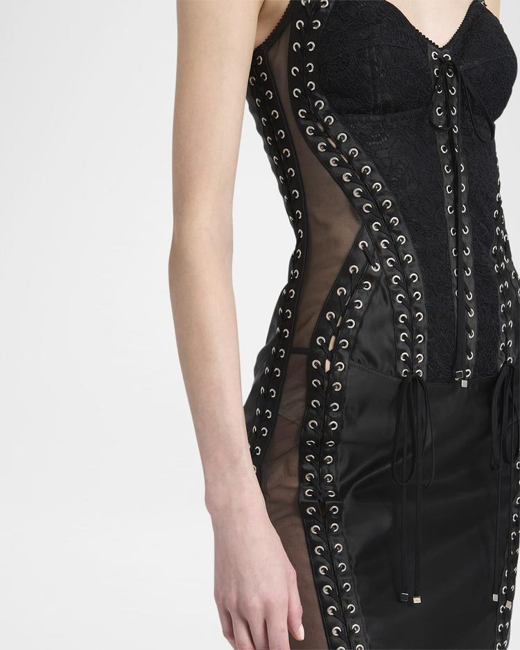 flucq lace-up midi bustier dress