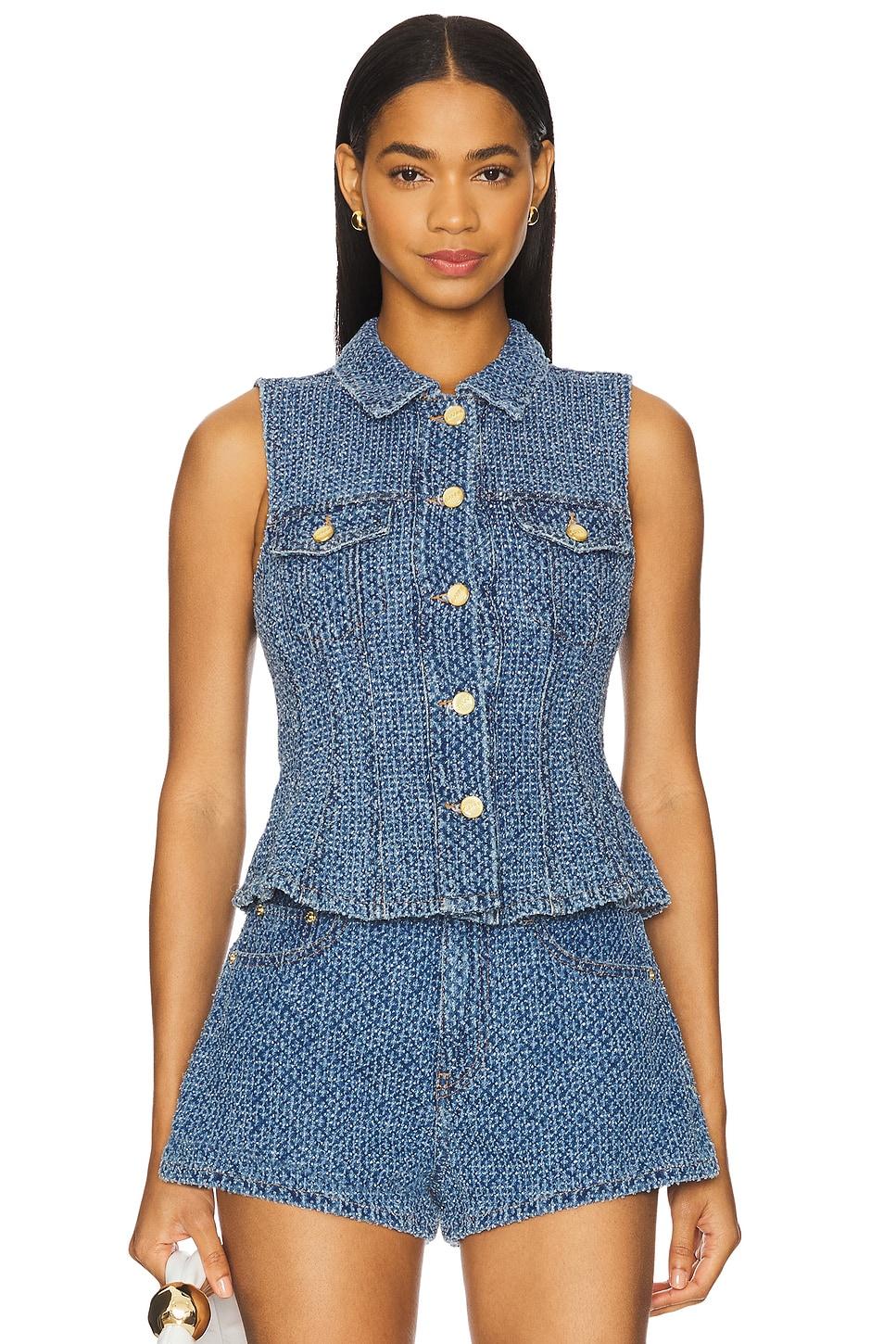 fluffy denim fitted top