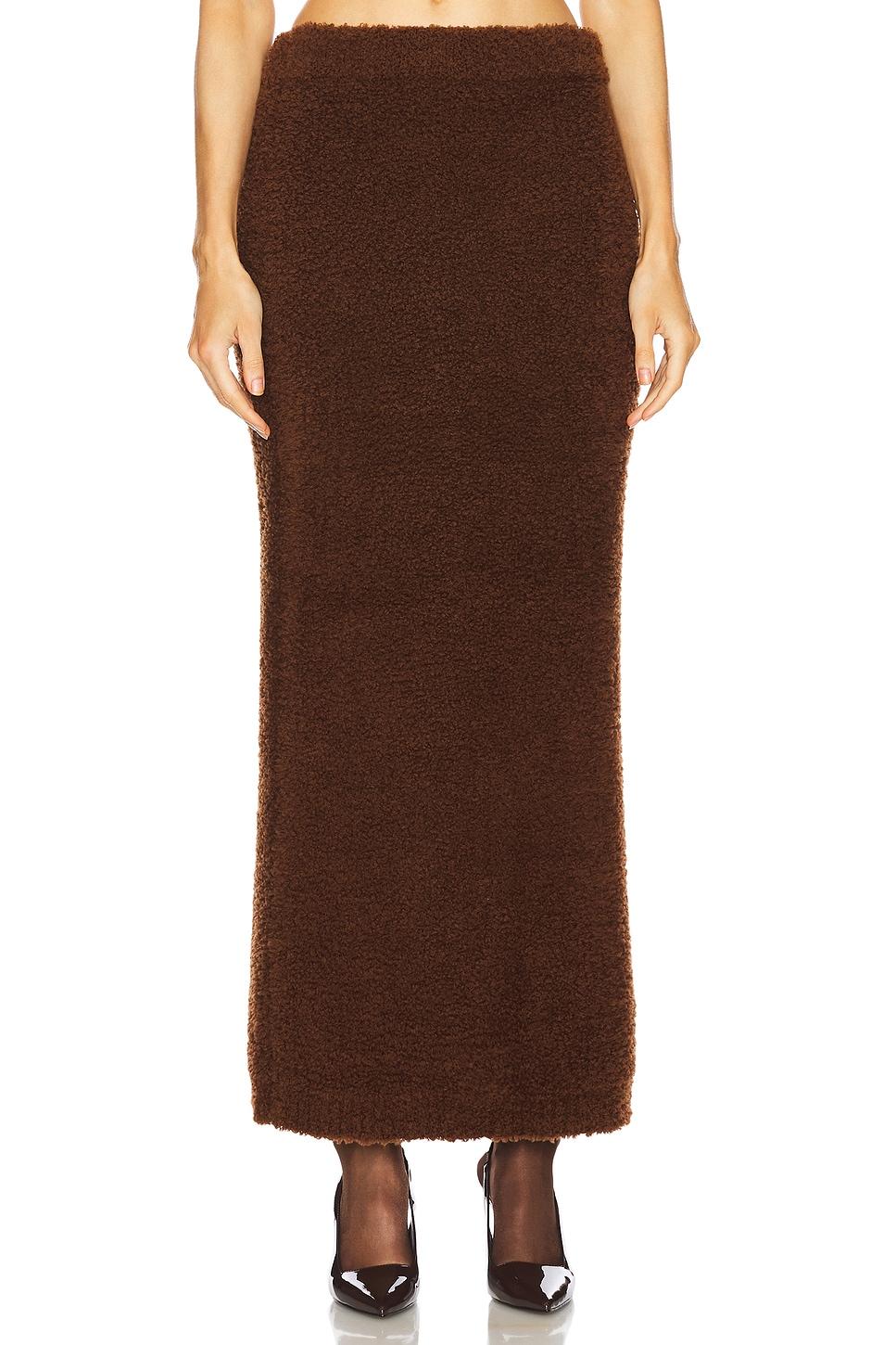 fluffy knit midi skirt