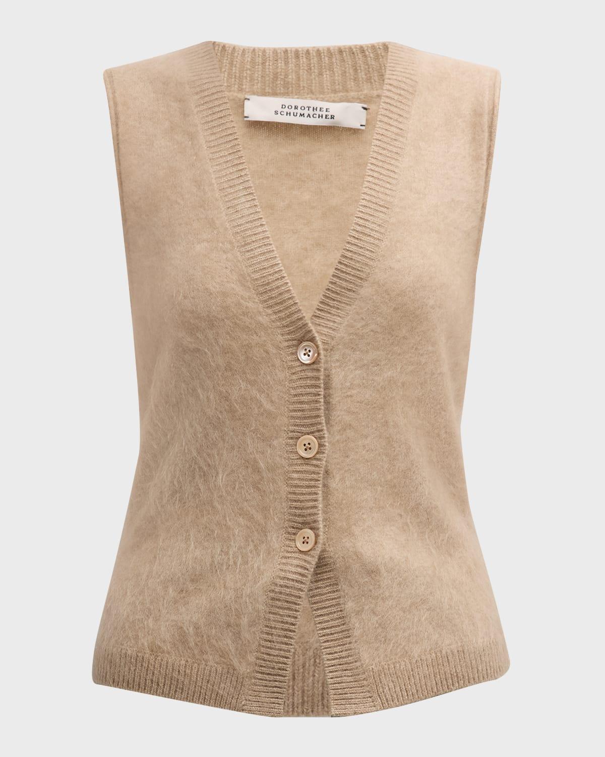 fluffy luxury sleeveless cashmere top
