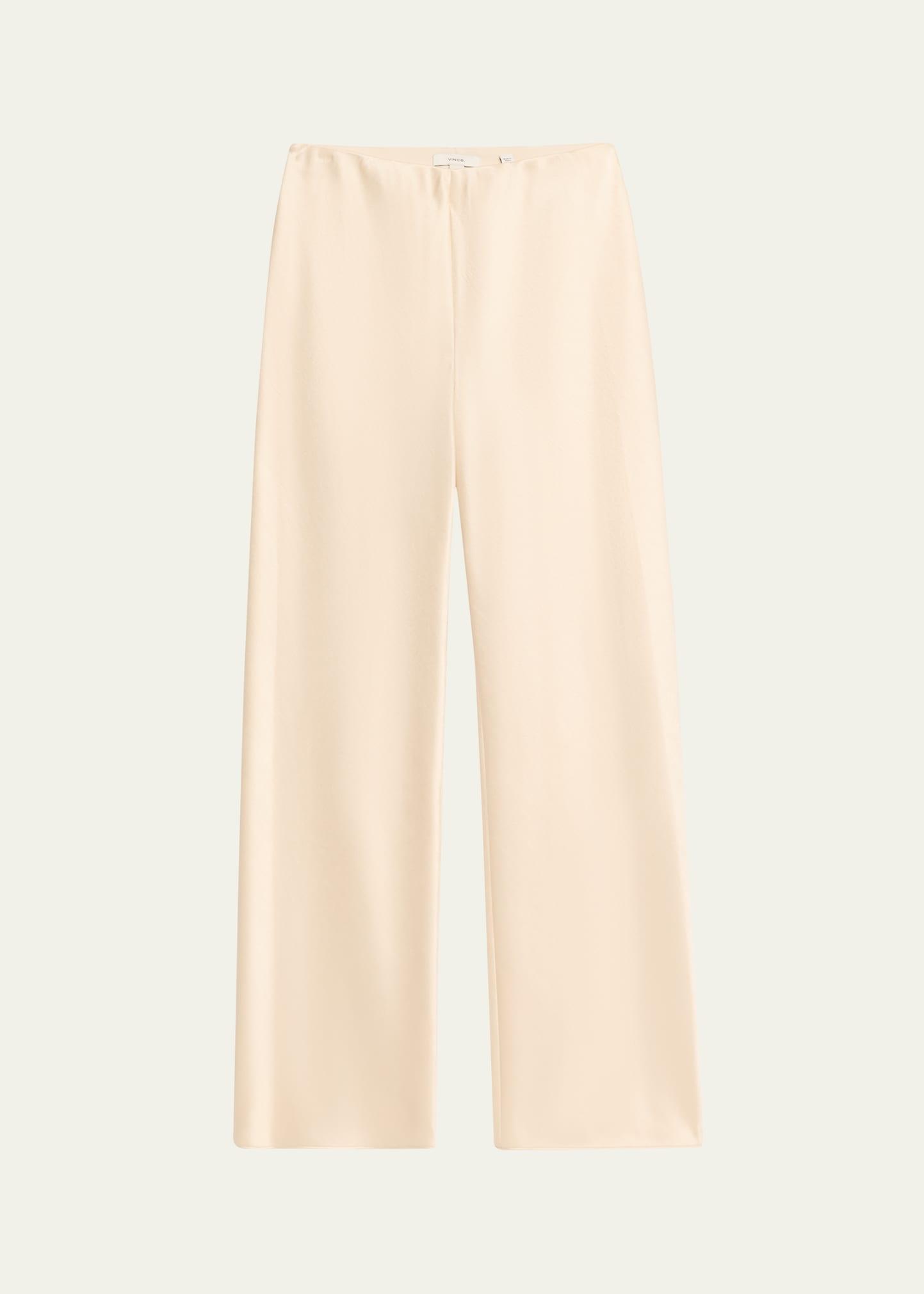 fluid bias-cut crushed satin pants