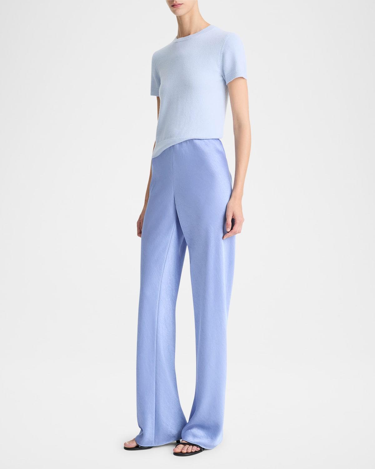 fluid bias-cut crushed satin pants