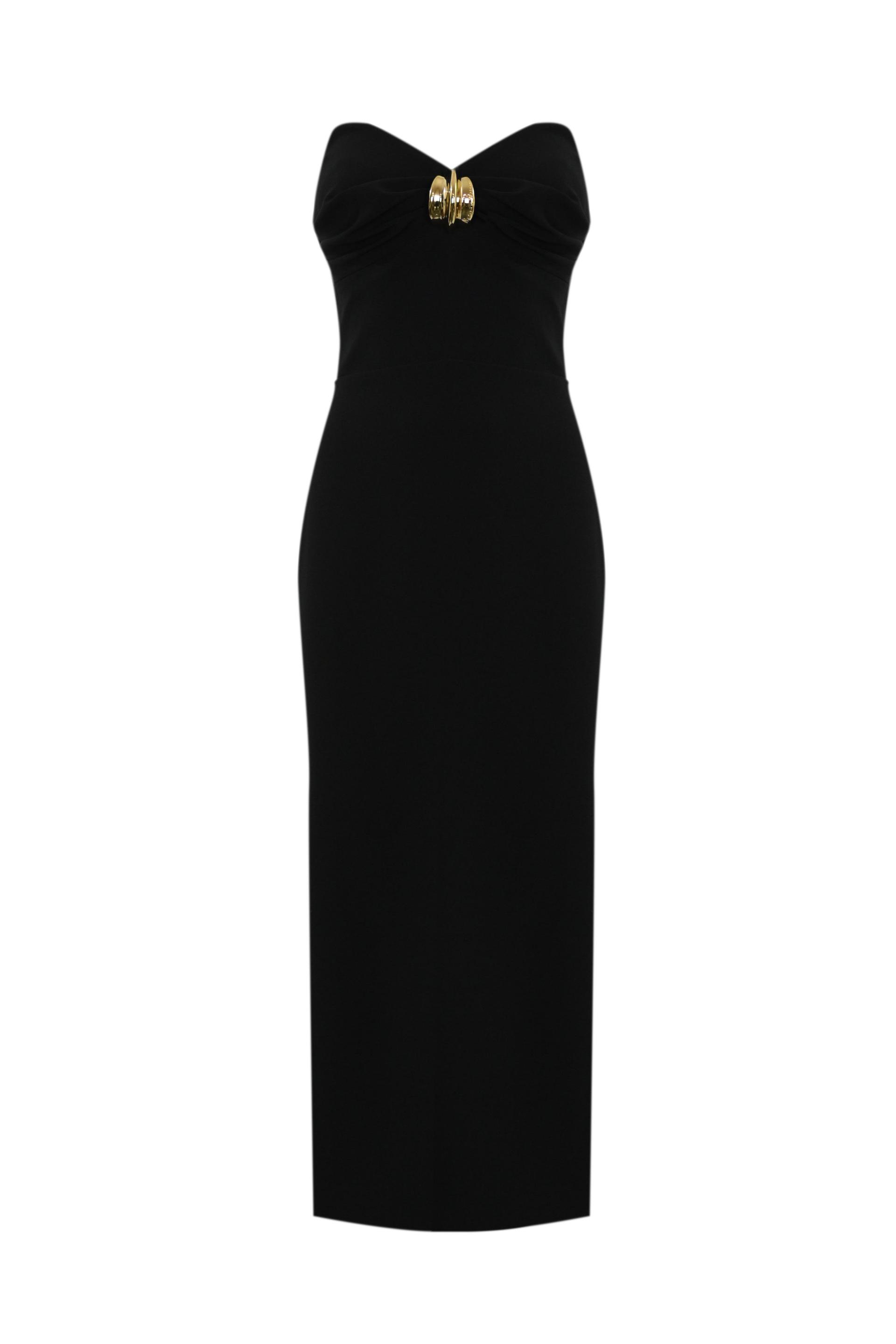 fluid crepe dress with macro bow