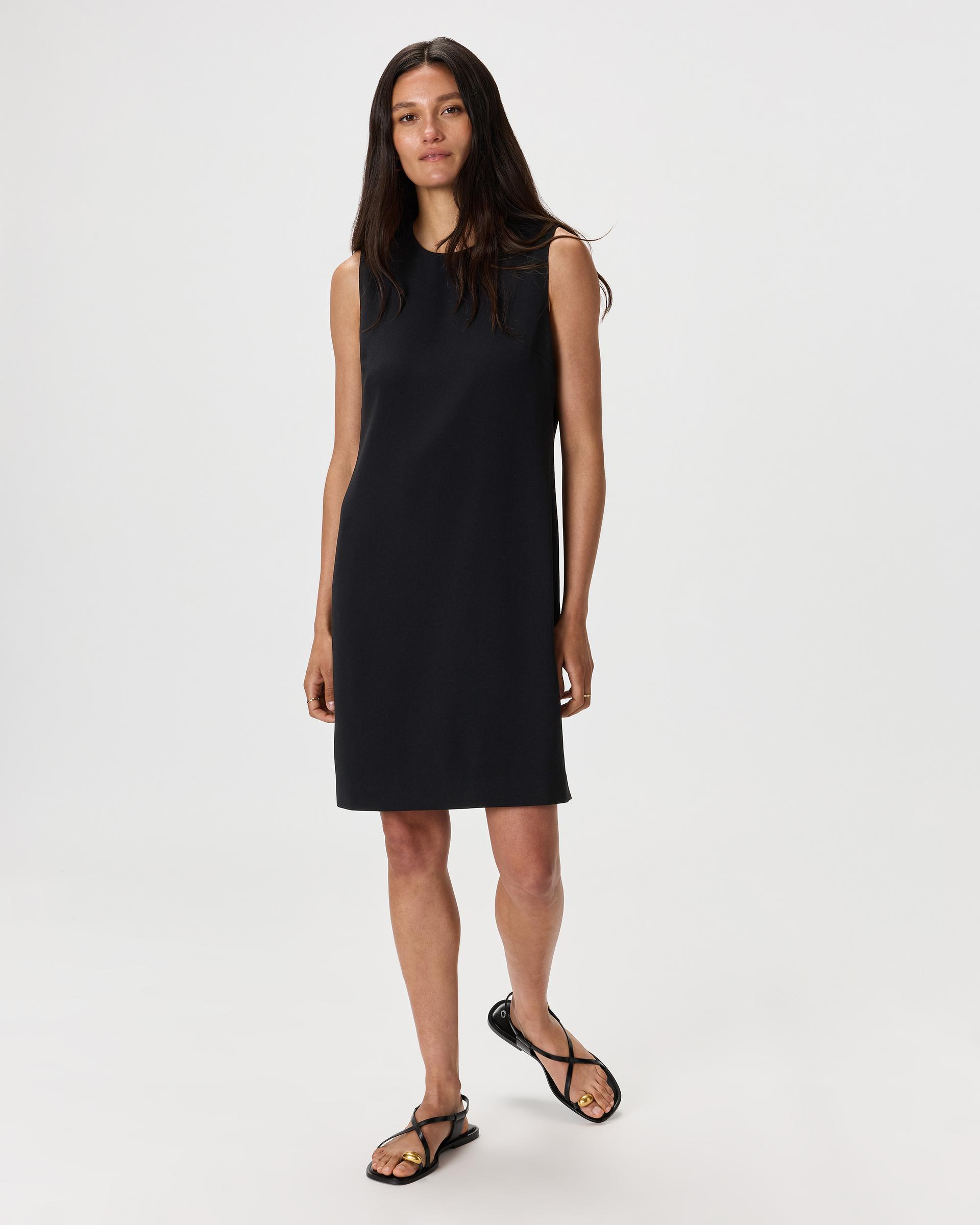 fluid crepe sleeveless shift dress