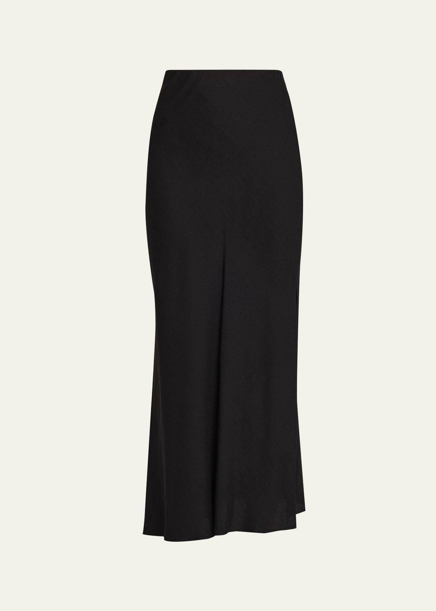 fluid linen twill slit maxi skirt