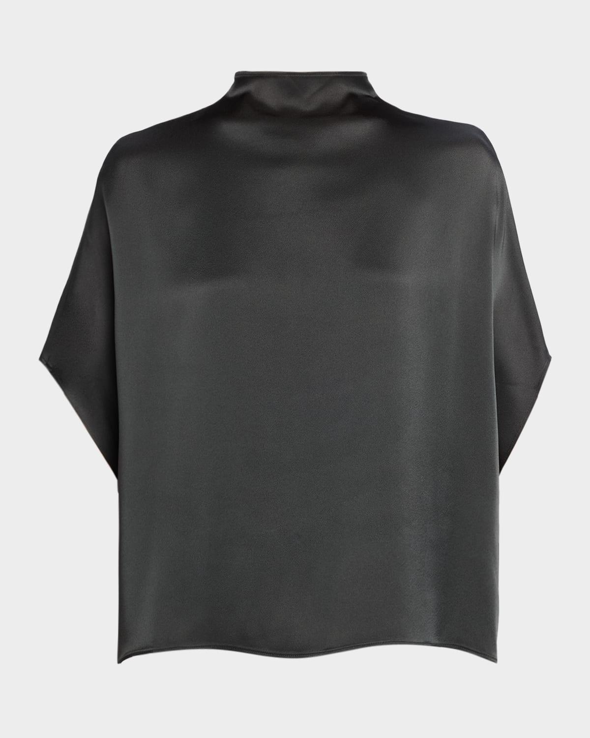 fluid mock-neck satin cape tee