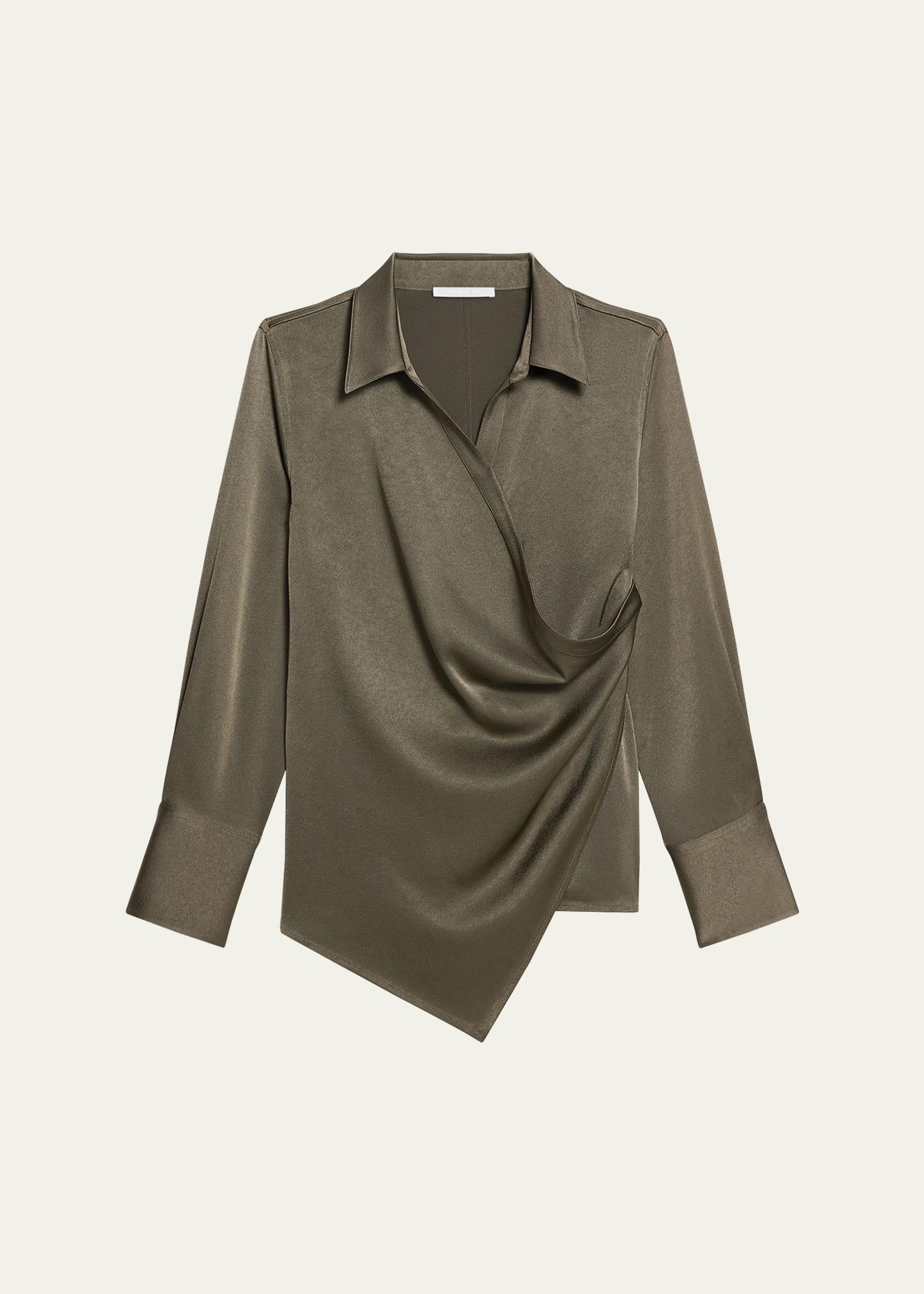 fluid-satin relaxed wrap shirt