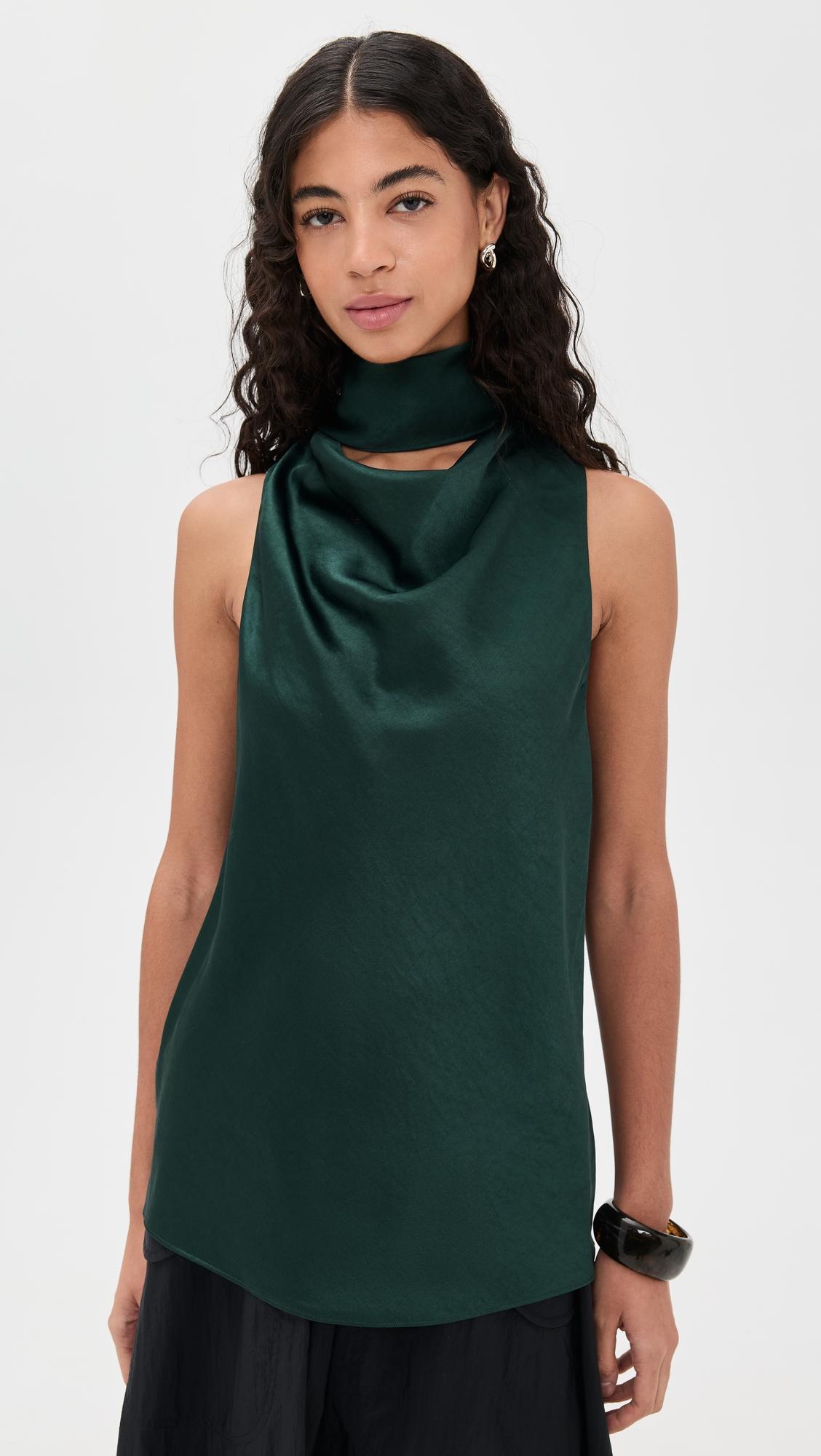 fluid satin scarf top