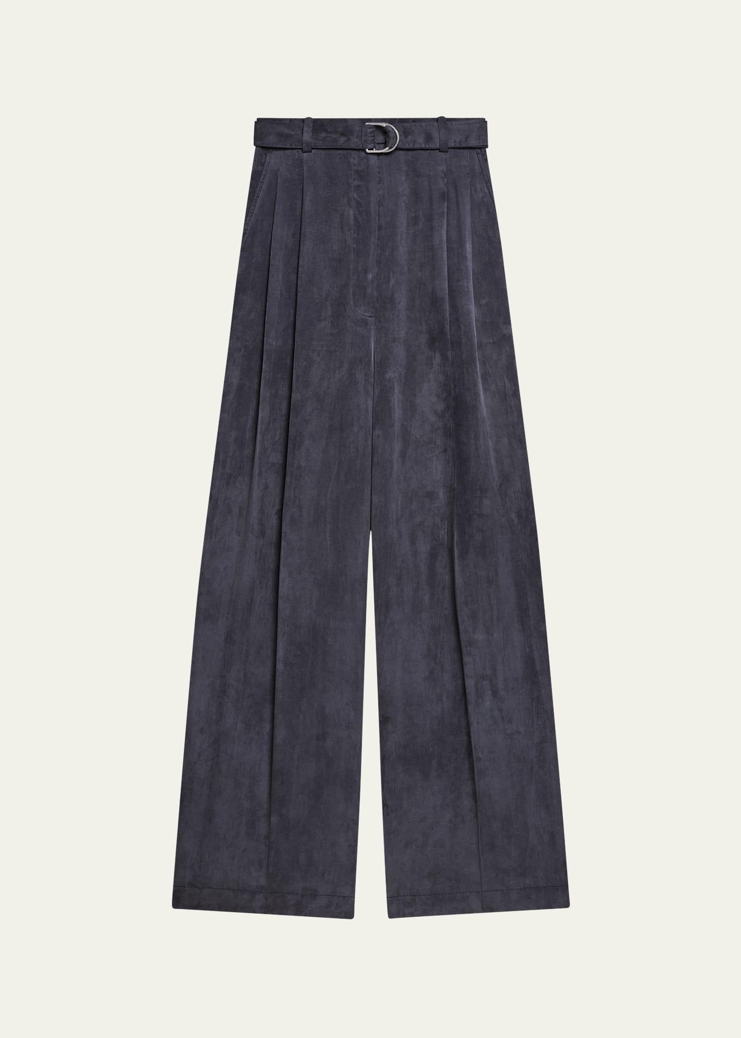 fluid wide-leg trousers with belt