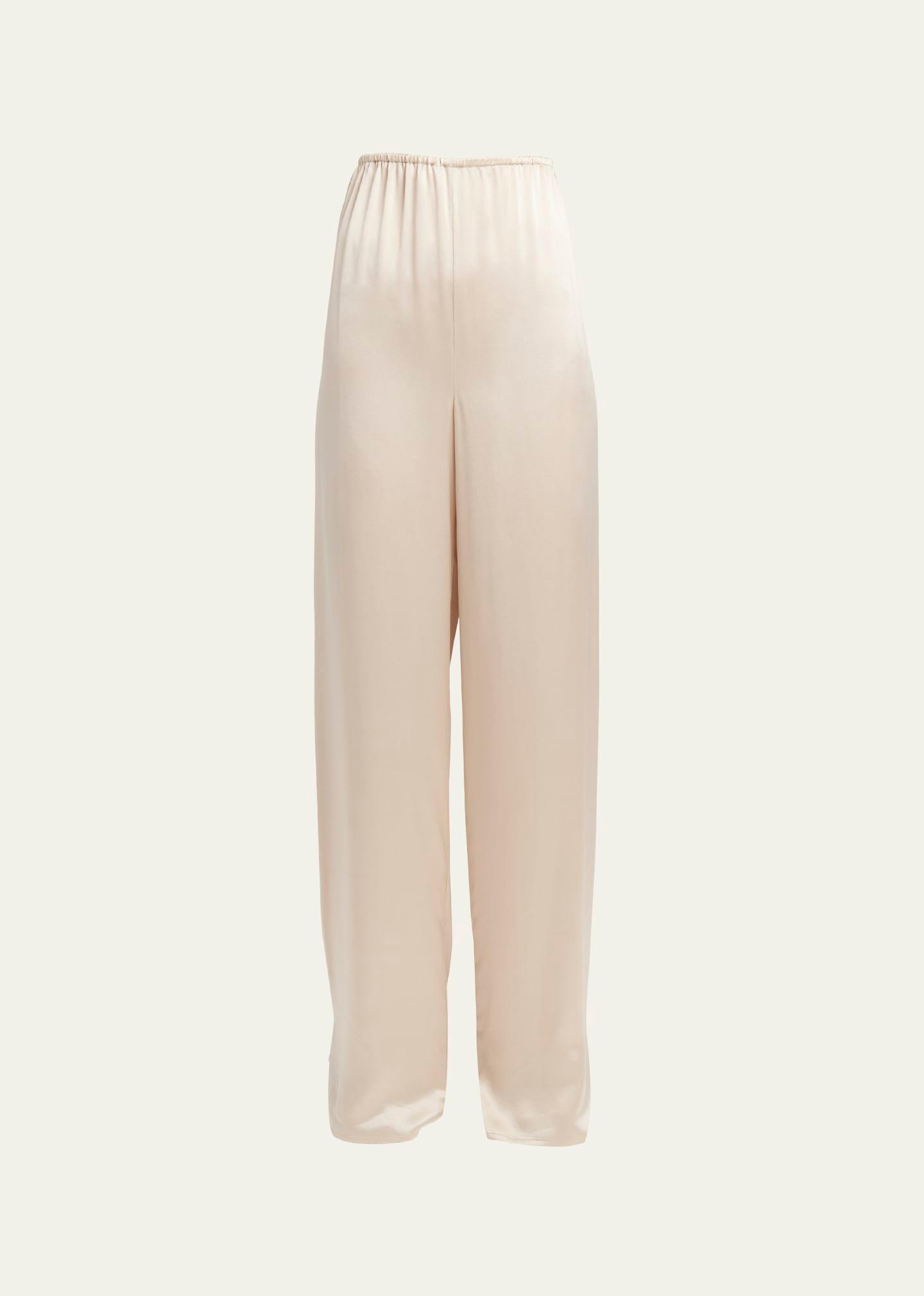 fluid wide-leg viscose-satin pants