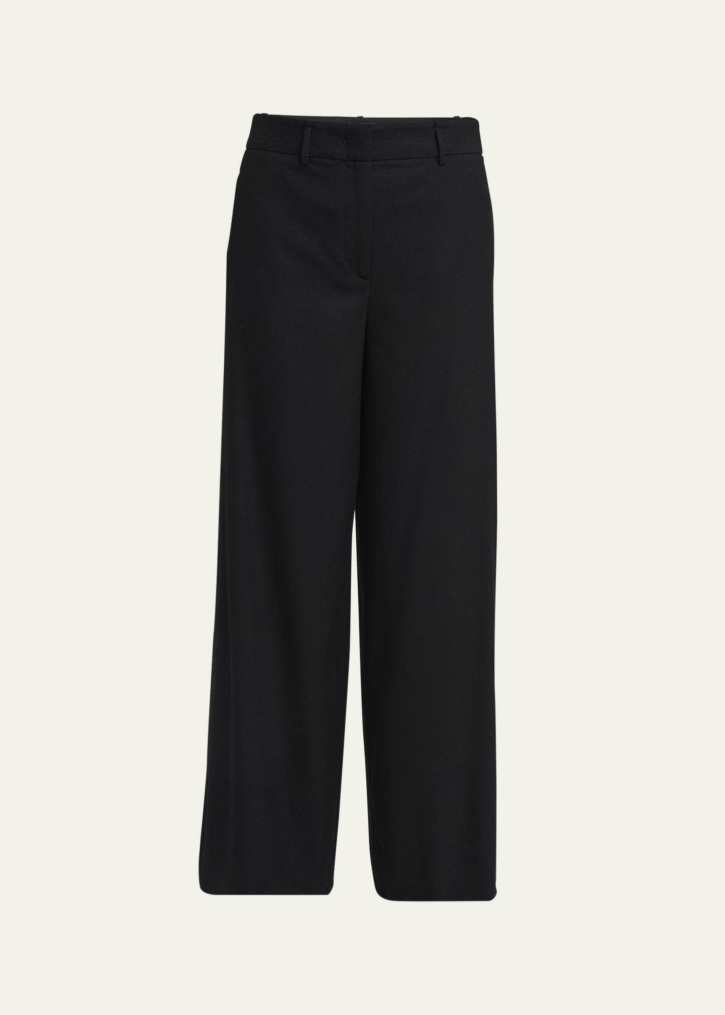 fluid wool straight-leg trousers