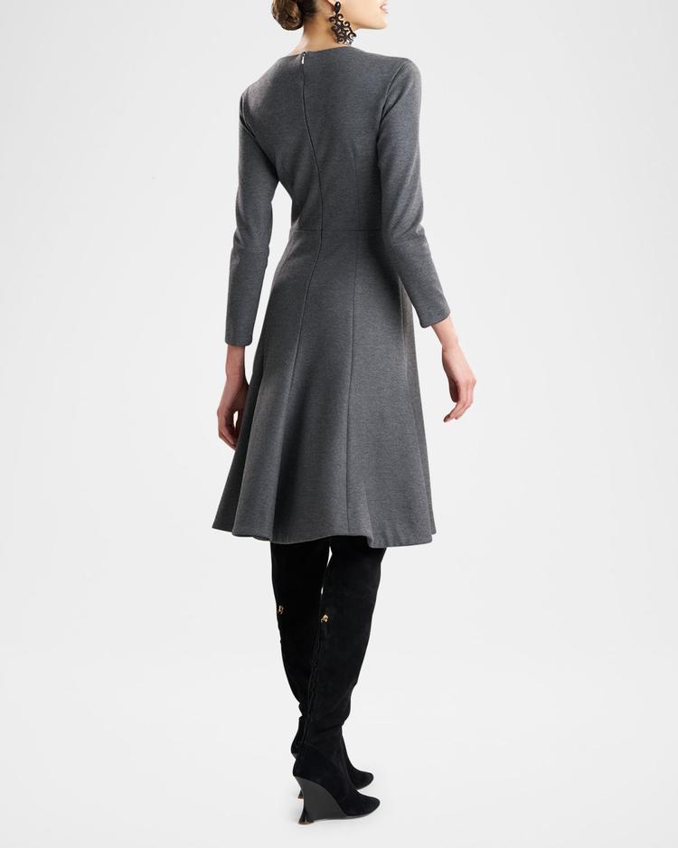 fluted double jersey dress