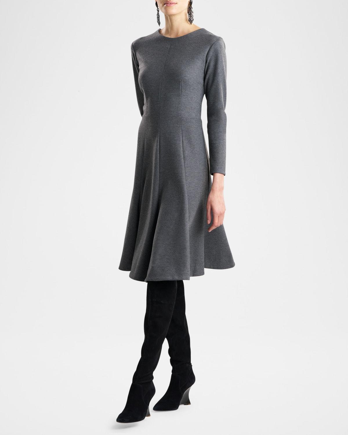 fluted double jersey dress