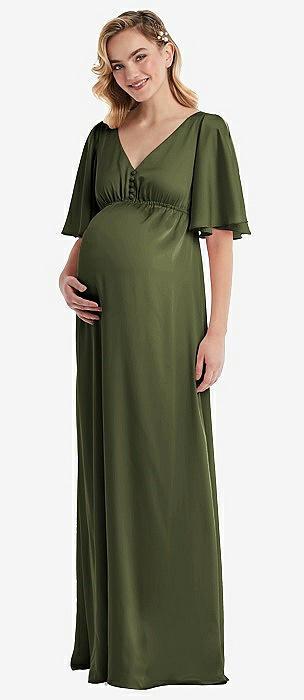 flutter bell sleeve empire maternity dress