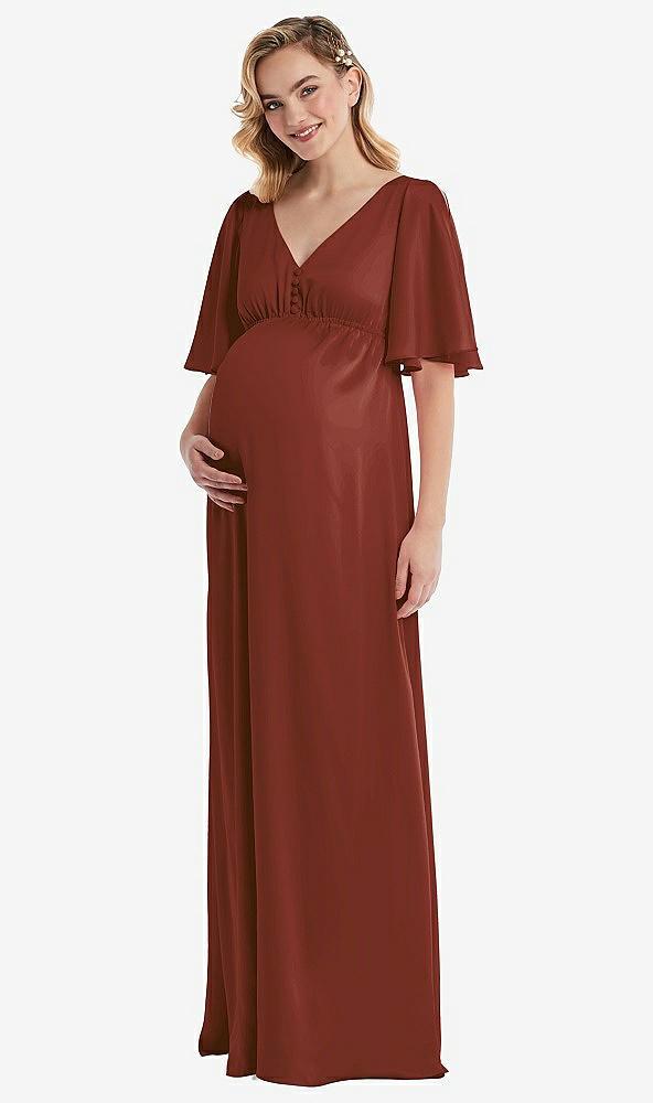 flutter bell sleeve empire maternity dress