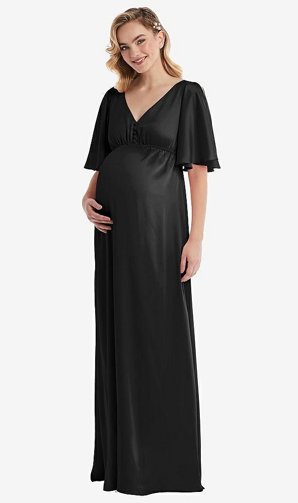 flutter bell sleeve empire maternity dress