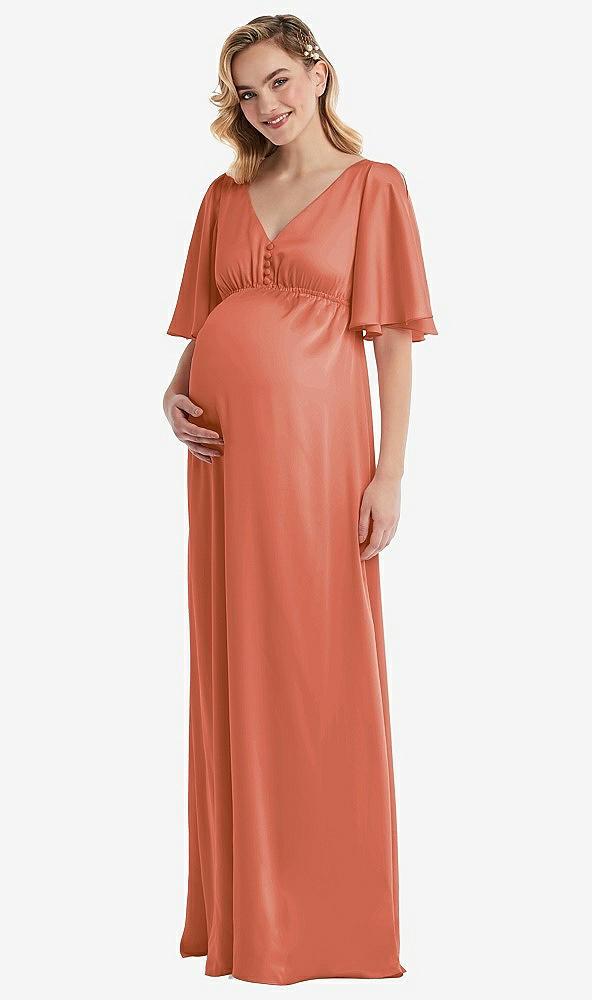 flutter bell sleeve empire maternity dress