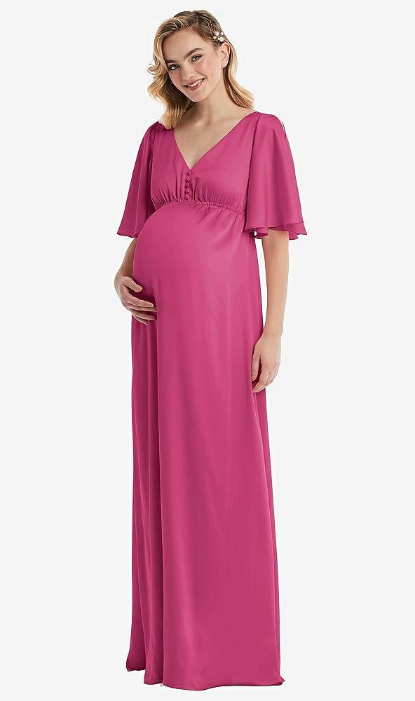 flutter bell sleeve empire maternity dress