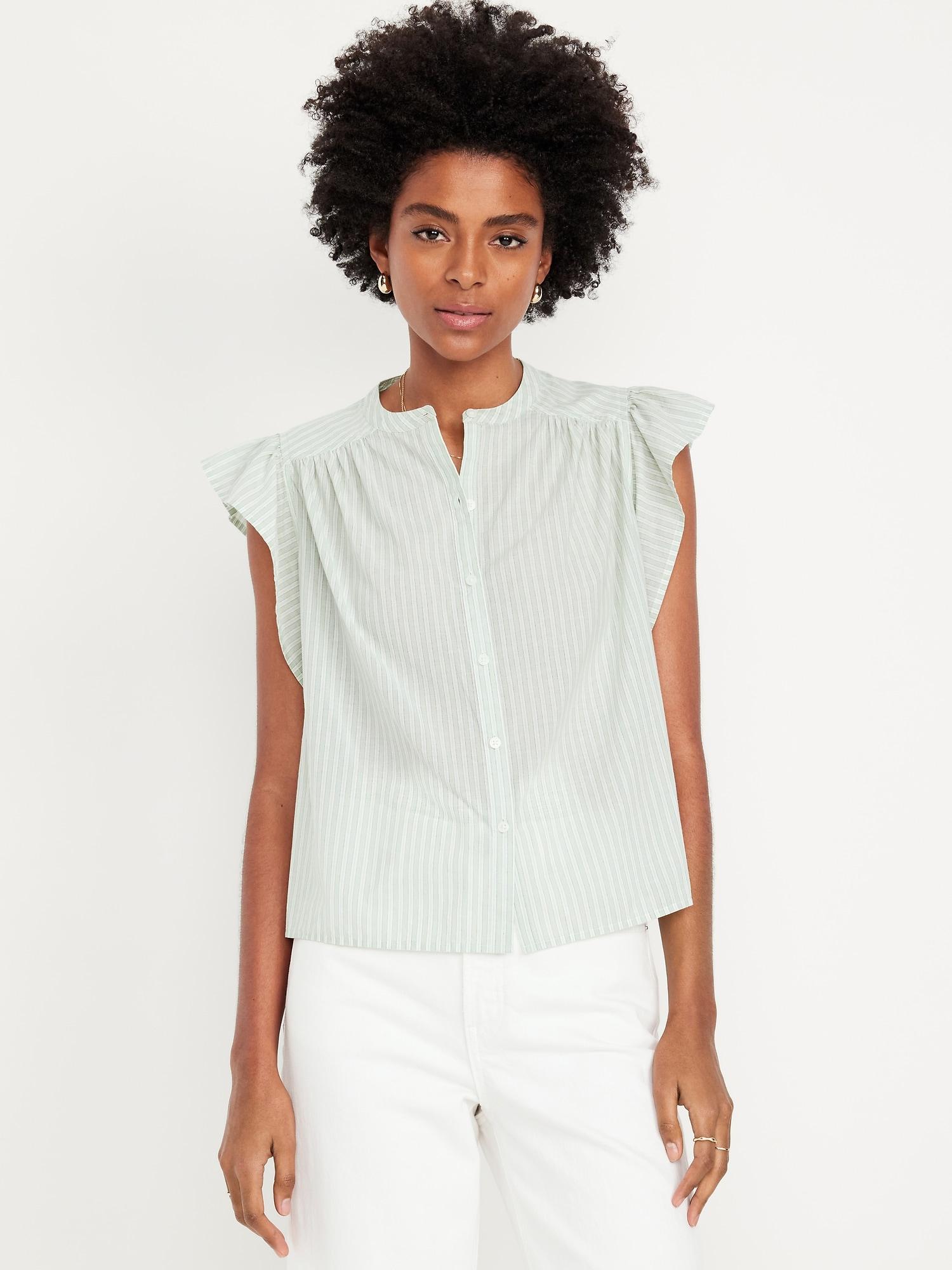 flutter-sleeve button-down shirt