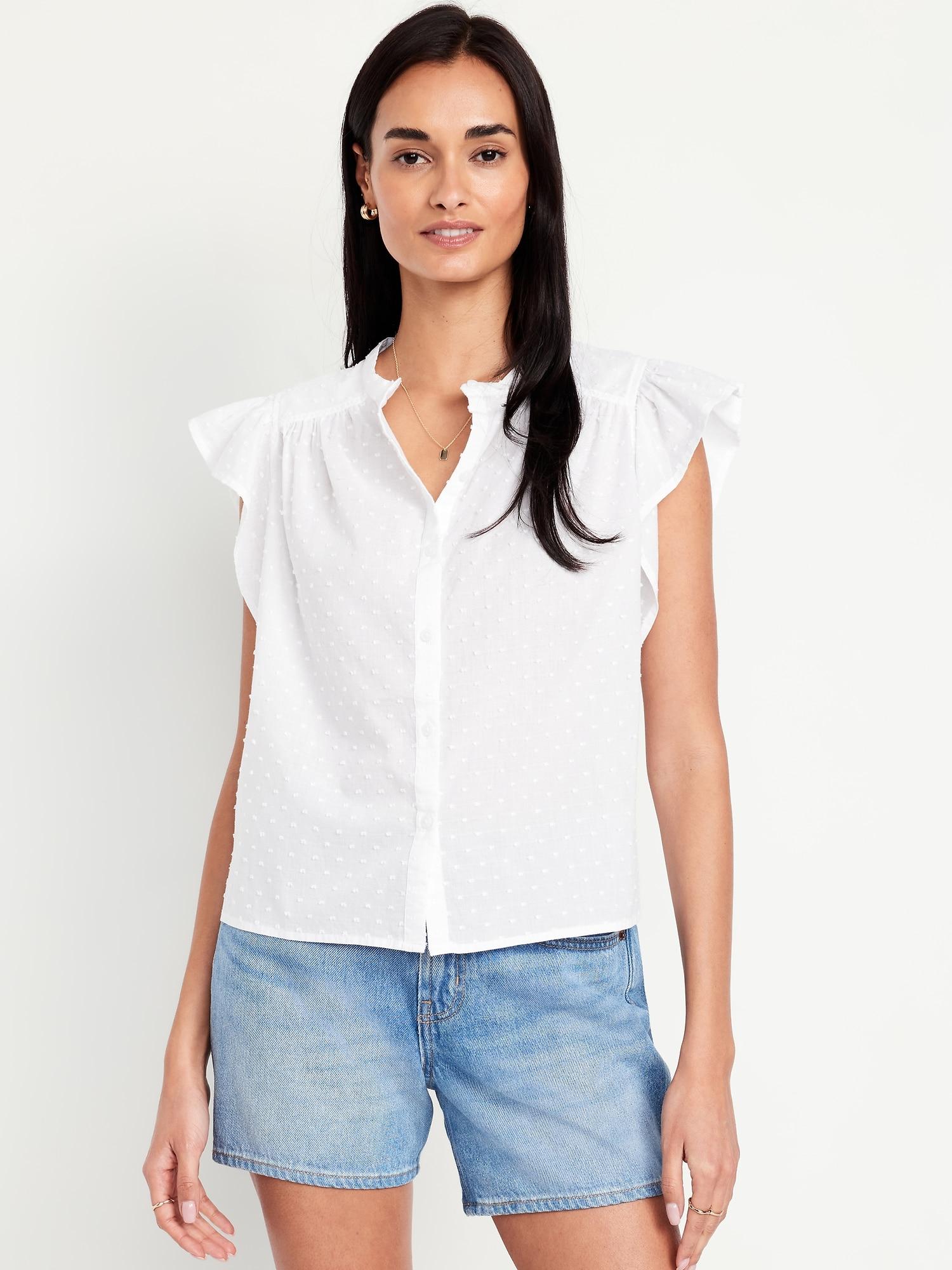 flutter-sleeve button-down shirt