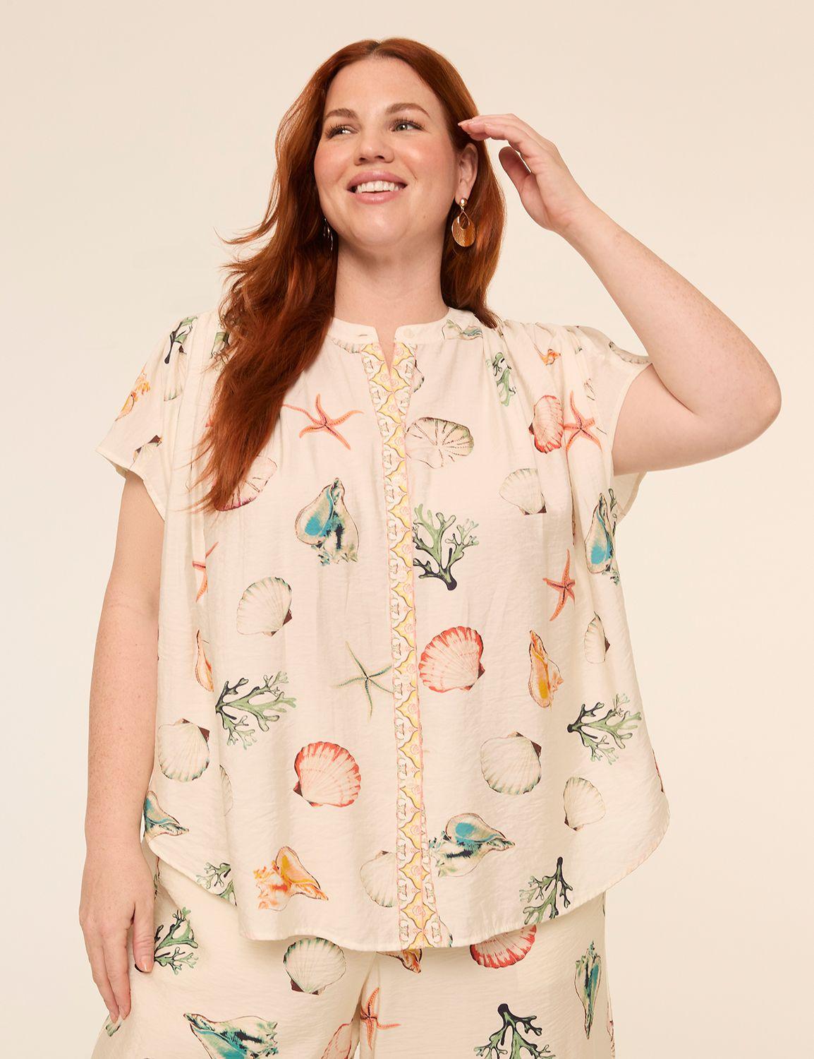 flutter-sleeve button-front popover blouse