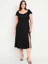 flutter-sleeve crepe midi dress