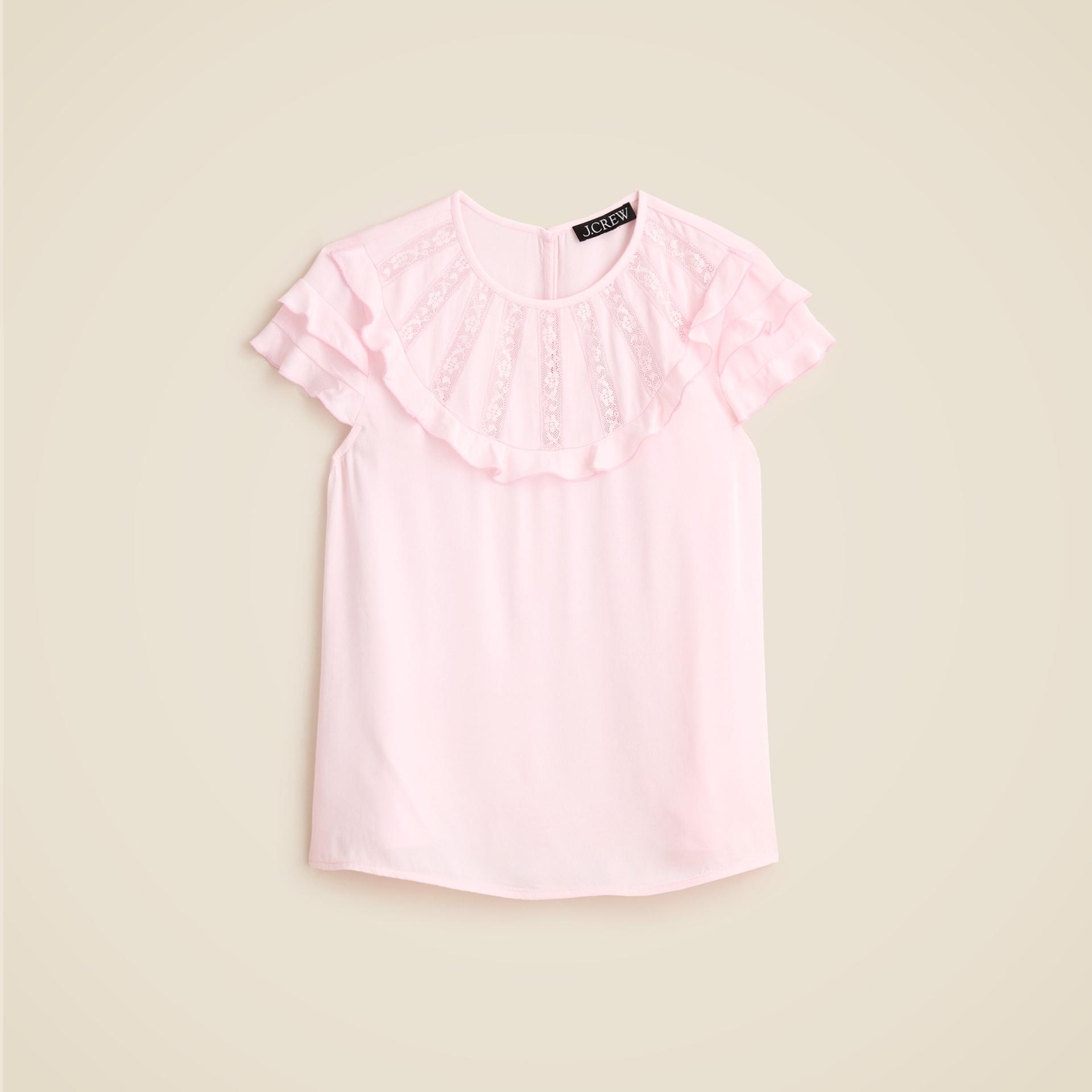 flutter-sleeve shirt in crepe de chine