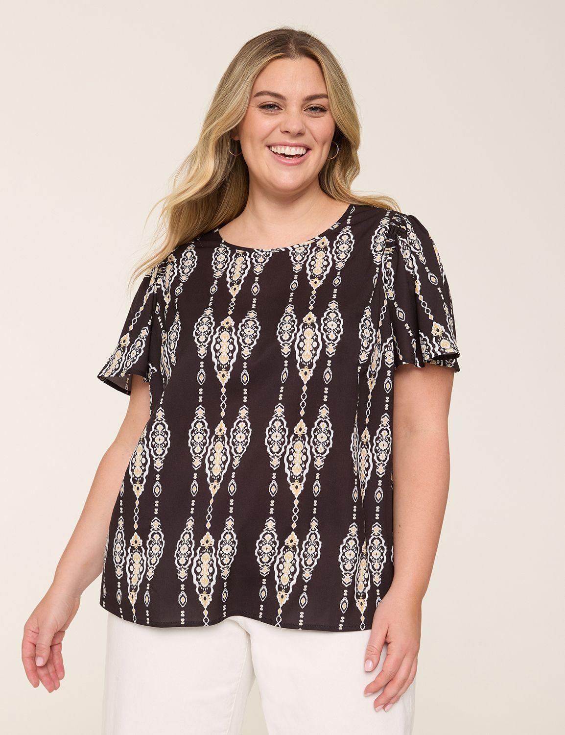 flutter-sleeve smocked-shoulder top