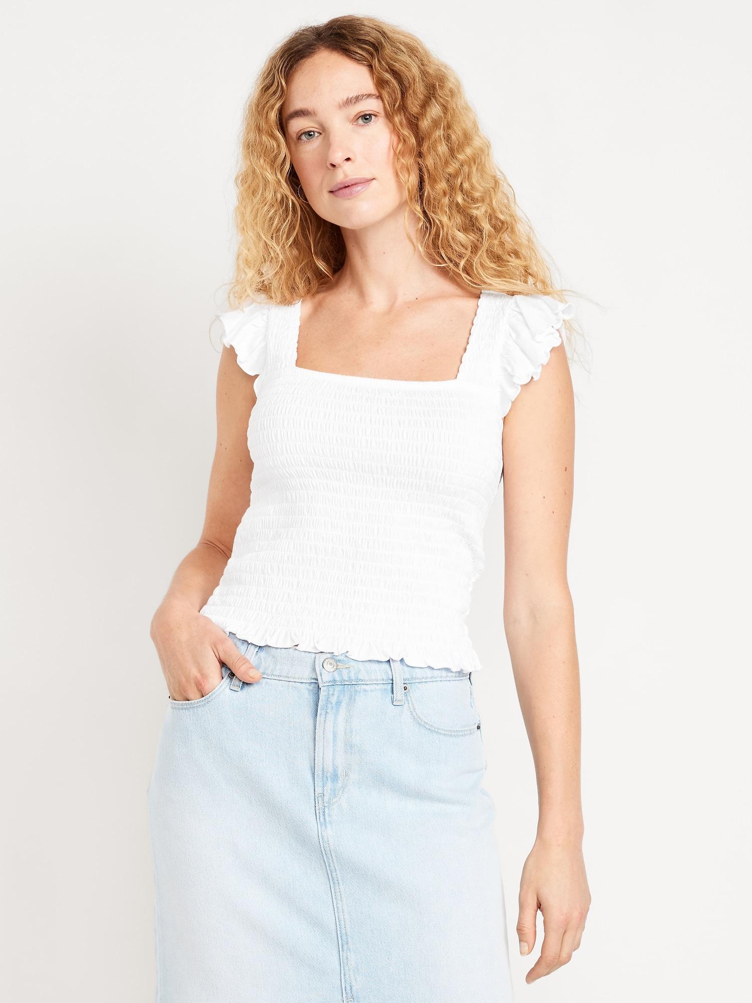 flutter-sleeve smocked top