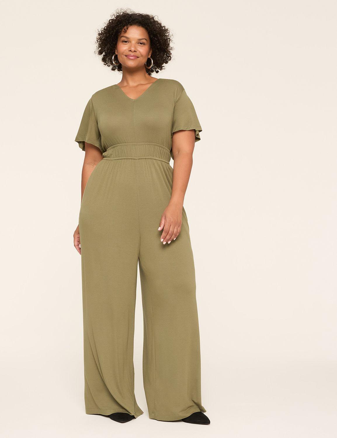 flutter-sleeve smocked-waist jumpsuit