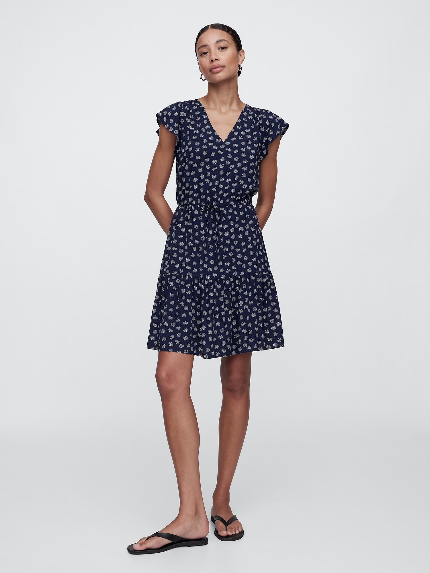 flutter sleeve tie-waist mini dress
