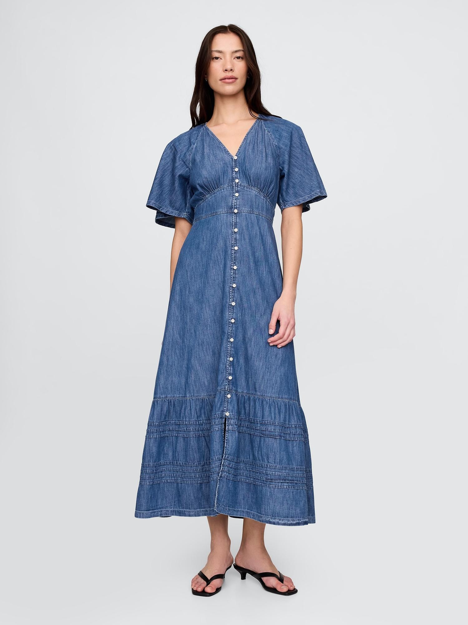 flutter-sleeve tiered maxi dress