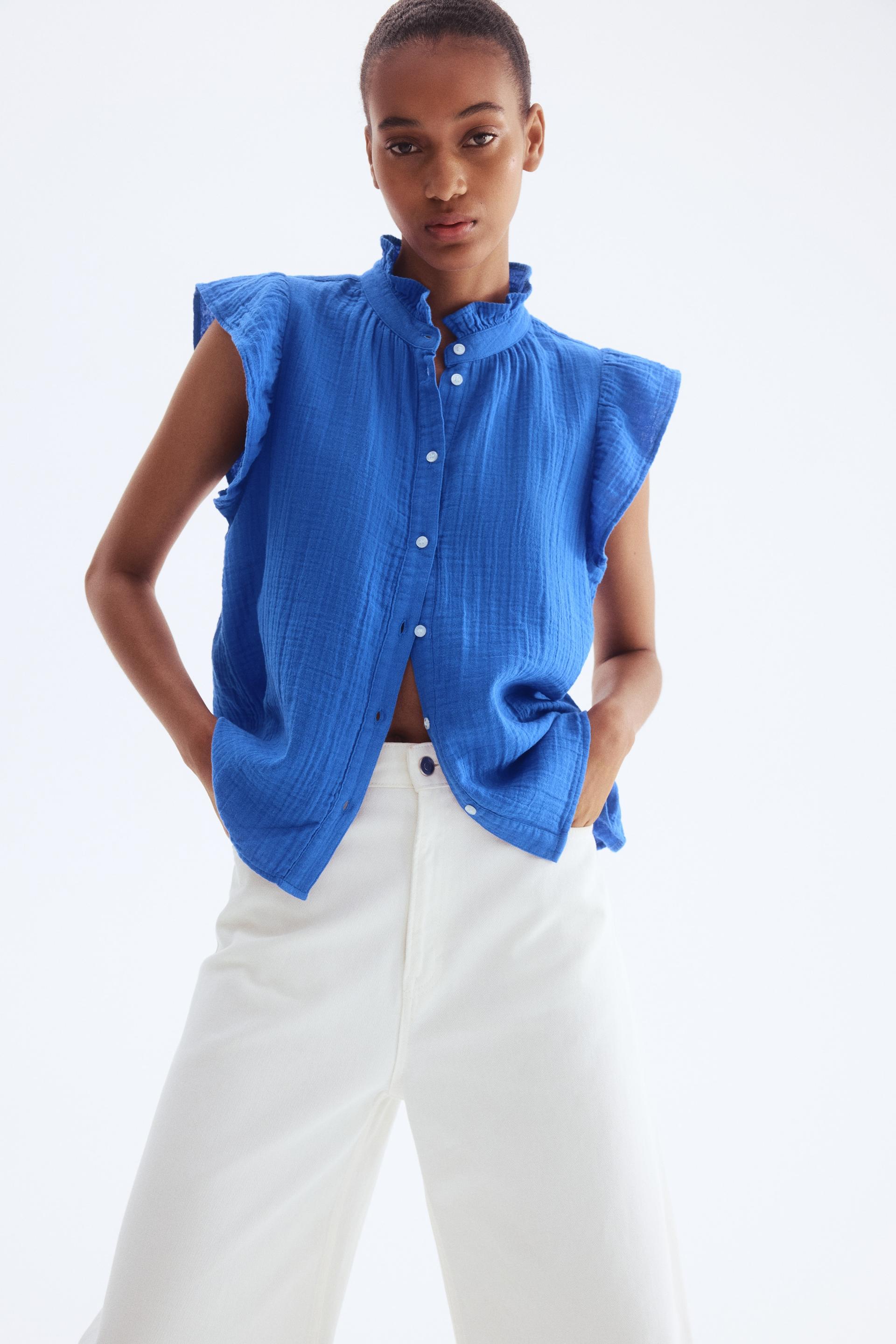 flutter-sleeved muslin blouse