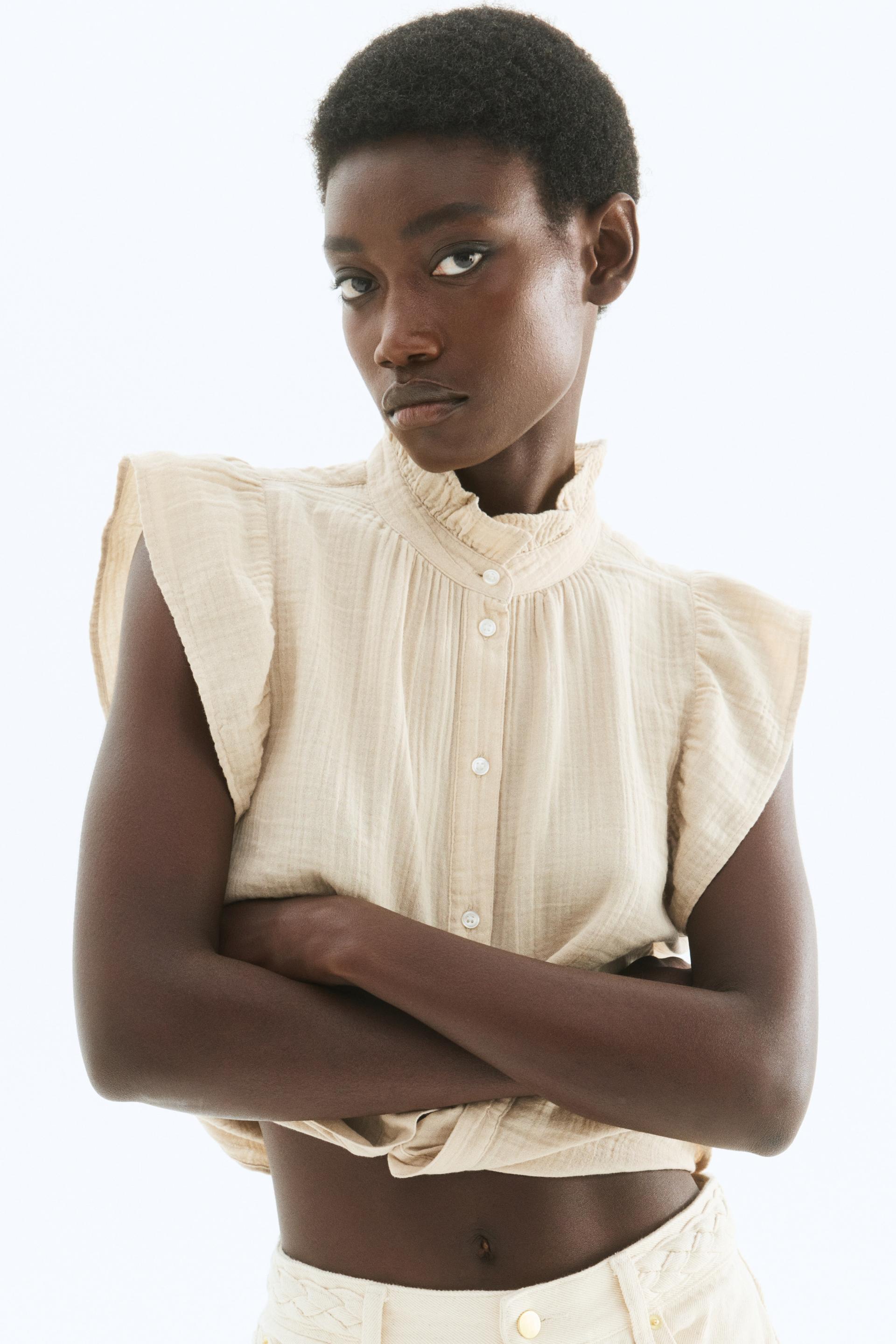 flutter-sleeved muslin blouse